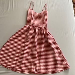 YesStyle | Spaghetti Strap Gingham A-Line Dress | Size: One Size | Color: Red